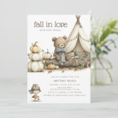 Invitation Fall In Love Woodland Bear Baby Shower (Debout devant)