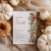 Invitation Fall Leave Thanksgiving Dinner Rustic Pumpkin