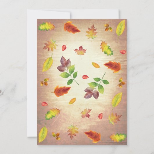 Invitation Fall Leaves Mason Jar Rustic Anniversaire Party (Dos)