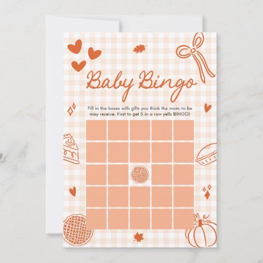 Invitation Fall Little Cutie Pie Baby Bingo Baby shower Jeu (Devant)
