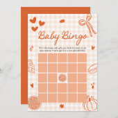 Invitation Fall Little Cutie Pie Baby Bingo Baby shower Jeu (Devant / Derrière)