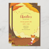 Invitation Fall Little Fox Frame Anniversaire  (Devant / Derrière)