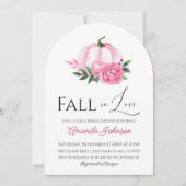 Invitation Fall Love Blush rose Citrouille Fête des mariées r (Devant)