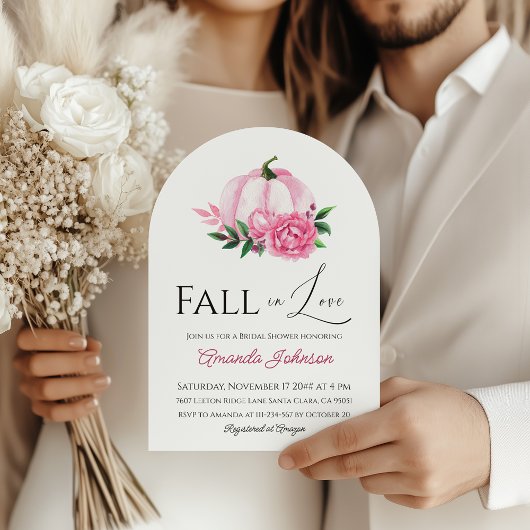 Invitation Fall Love Blush rose Citrouille Fête des mariées r