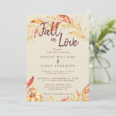 Invitation Fall Love Golden Foliage Antique Mariage blanc (Debout devant)