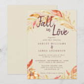 Invitation Fall Love Golden Foliage Antique Mariage blanc (Devant / Derrière)
