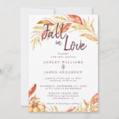 Invitation Fall Love Golden Foliage Automne Mariage Bourgogne (Devant)