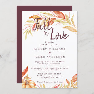 Invitation Fall Love Golden Foliage Automne Mariage Bourgogne