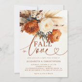 Invitation Fall Love Terracotta Pampas Floral Couple Douche (Devant)