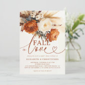Invitation Fall Love Terracotta Pampas Floral Couple Douche (Debout devant)