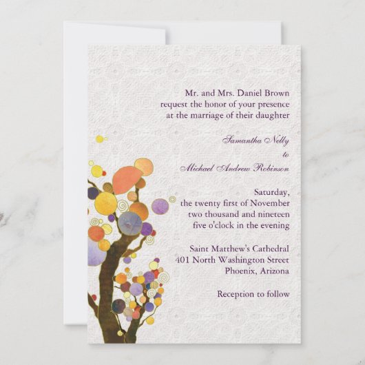 Invitation Fall Love Trees Mariage moderne (Dos)