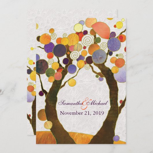 Invitation Fall Love Trees Mariage moderne (Devant / Derrière)