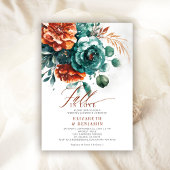 Invitation Fall Love Turquoise Burnt Orange Mariage Fête des 