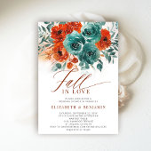 Invitation Fall Love Turquoise Orange Blooms Mariage Fête des