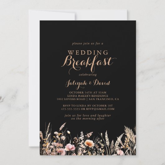 Invitation Fall Meadow Wild Floral Mariage Breakfast (Devant)