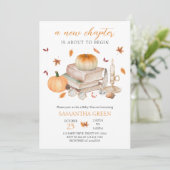 Invitation Fall New Chapter Will Soon Begin Baby Shower (Debout devant)