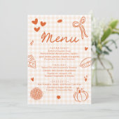 Invitation Fall Orange Hand Drawn A Little Cutie Pie Menu (Debout devant)
