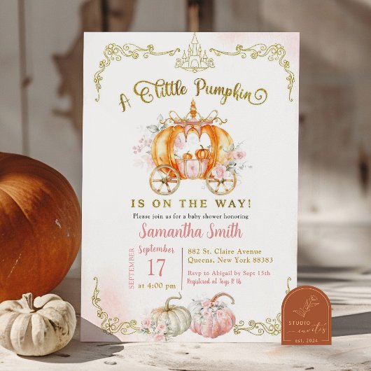 Invitation Fall Princess est sur le chemin Baby shower