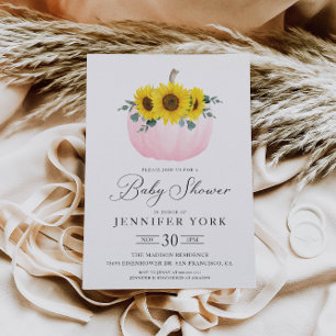 Invitation Fall Pumpkin and Sunflower Girl Baby Shower