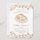 Invitation Fall Rustic Citrouille Patch 8e anniversaire (Devant)