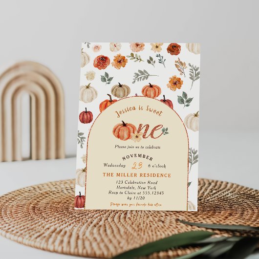 Invitation Fall Rustic Sweet One BIrthay Party