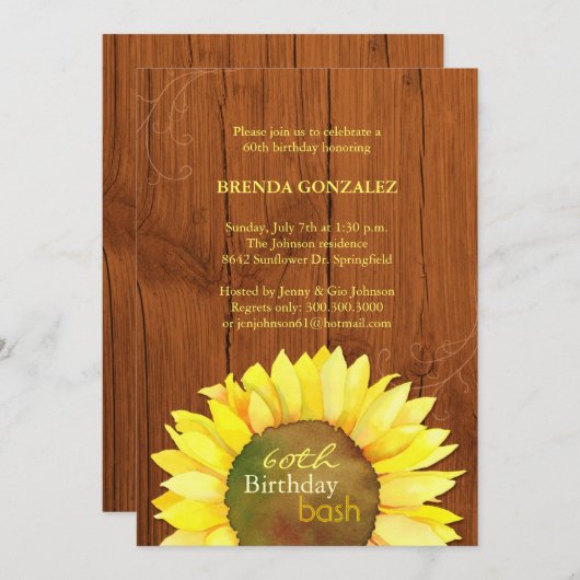 Invitation Fall Sunflower 60e anniversaire (Devant / Derrière)