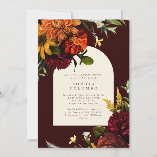 Invitation Fall Sunset Dark Moody Romantic Bridal Shower (Devant)