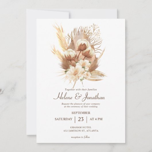 Invitation Fall Terracotta Floral Boho Mariage (Devant)