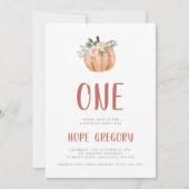 Invitation Fall Terracotta Floral Citrouille 1er anniversaire (Devant)