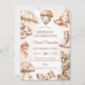 Invitation Fall Toile De Jouy Woodland Thème Anniversaire (Devant)