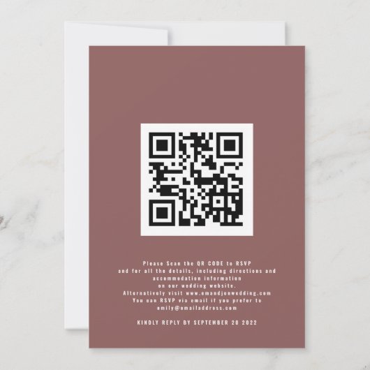 Invitation Fall Trees Photo QR Rejoignez-nous Mauve Mariage (Dos)