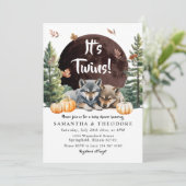 Invitation Fall Twins Wolf Bienvenue Au Baby shower Pack (Debout devant)