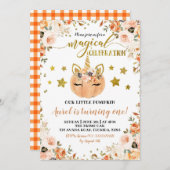 Invitation Fall Unicorn Citrouille Girl Anniversaire Invitati (Devant / Derrière)
