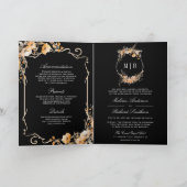Invitation Fall Wildflower Crest Black QR Code Wedding (Intérieur)