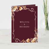 Invitation Fall Wildflower Crest Burgundy QR Code Wedding (Devant)