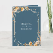Invitation Fall Wildflower Crest Dusty Blue QR Code Wedding (Devant)