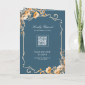 Invitation Fall Wildflower Crest Dusty Blue QR Code Wedding (Dos)