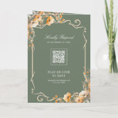 Invitation Fall Wildflower Crest Sage Green QR Code Wedding (Dos)