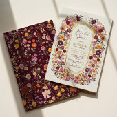 Invitation Fall Wildflower Garden Monogram Bridal Shower