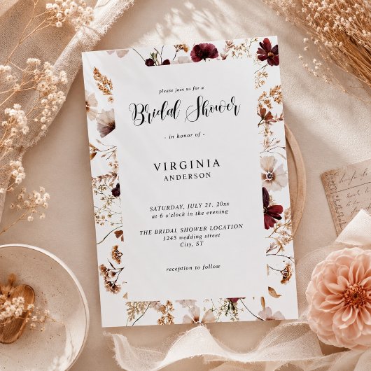 Invitation Fall Wildflowers Floral Wedding