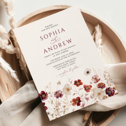 Invitation Fall Wildflowers Wedding 