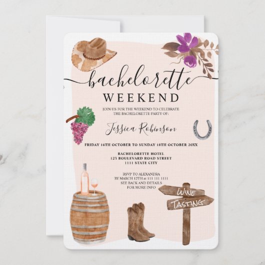Invitation Fall wine bachelorette party (Devant)