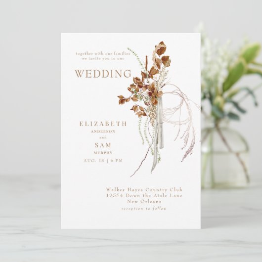 Invitation Fall Wispy Boho White avec Mariage (Debout devant)