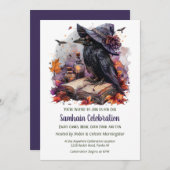 Invitation Fall Witch Raven Samhain Spooky Halloween Party (Devant / Derrière)