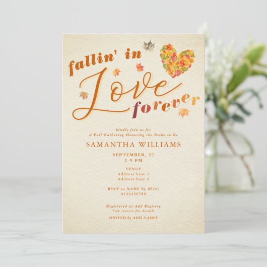 Invitation Fallin' dans Love Forever Rustic Fall Fête des mar (Debout devant)