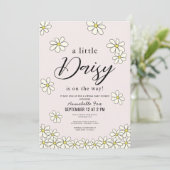 Invitation Falling Daisys Floral Pink Baby shower virtuel (Debout devant)