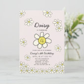 Invitation Falling Daisys Rose Floral Anniversaire (Debout devant)