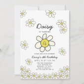 Invitation Falling Daisys White Floral Anniversaire Invitati (Devant)