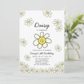 Invitation Falling Daisys White Floral Anniversaire Invitati (Debout devant)