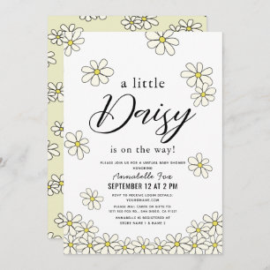 Invitation Falling Daisys White Floral Baby shower virtuel